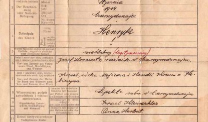 Świadectwo urodzin Henryka Horowitza