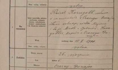 Marriage certificate of Mendel Kleinzahler and Reisel Korngut
